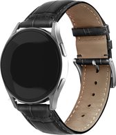 Strap-it Echt leren crocodile bandje - geschikt voor Xiaomi Watch S1 (Active/Pro) / Watch 2 Pro / Watch S3 / Mi Watch / Amazfit Balance / Bip 5 - zwart