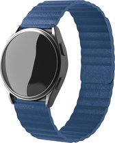 Strap-it Magnetisch leren loop bandje - geschikt voor Samsung Galaxy Watch Active / Active2 40 & 44mm / Galaxy Watch 3 41mm / Galaxy Watch 1 42mm / Gear Sport - blauw