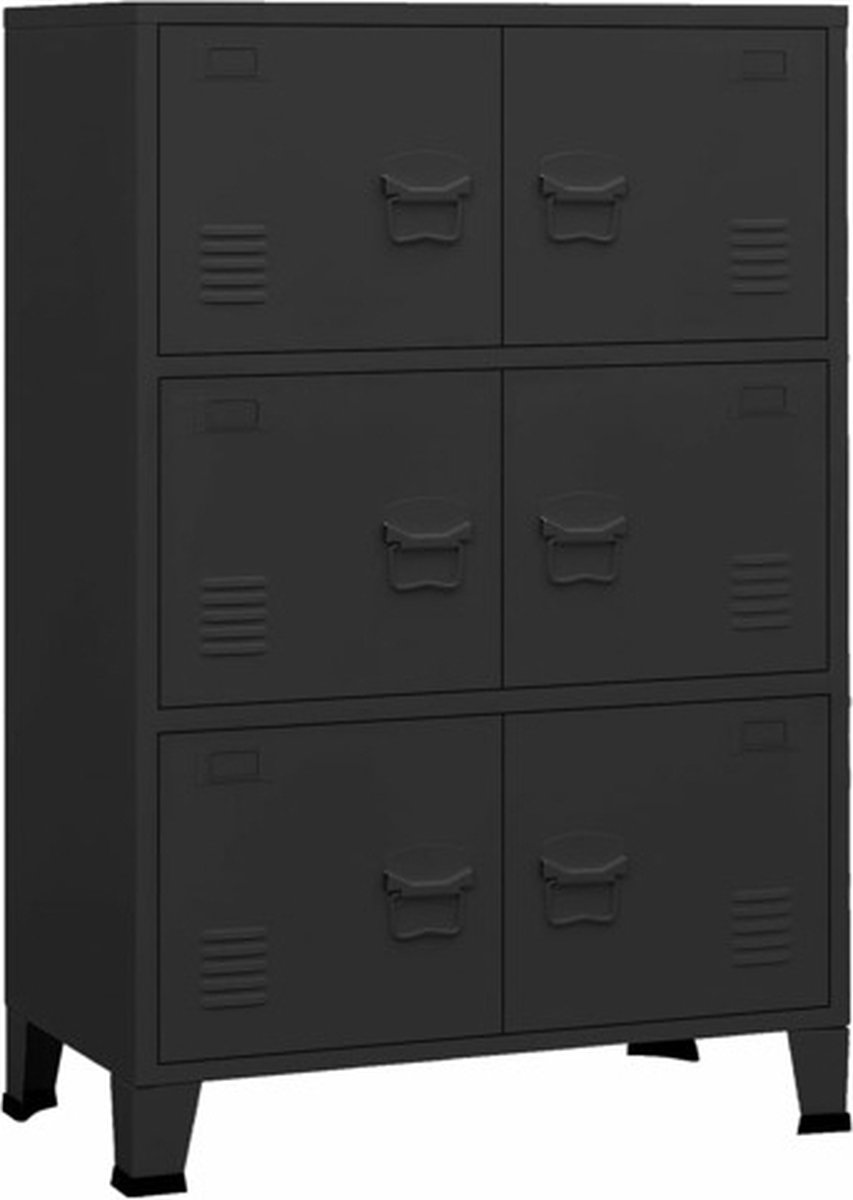 vidaXL - Opbergkast - industrieel - 75x40x115 - cm - metaal - zwart
