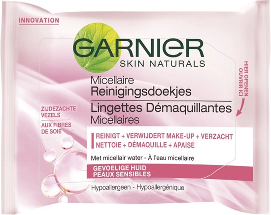 Garnier - SkinActive - Micellaire Reinigingsdoekjes Gevoelige Huid - 3 x 25 stuks - Gezichtsreiniging - Voordeelverpakking - Garnier