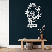 Wanddecoratie | Welkom / Welcome | Metal - Wall Art | Muurdecoratie | Woonkamer |Wit| 75x50cm