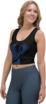 CropTop - design - Lines 4 Peace - Dry Fit - High Performance - unieke print - 4way stretch - UPF 50+ - Hardloop - Yoga - Fitness - Dans - Pilates - Training - Sport Top - dames - zwart klassiekblauw - maat L