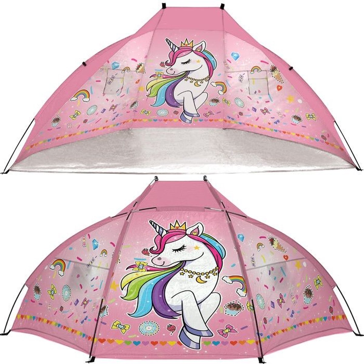 Beach Shelter Unicorn - Roze (270x120x120cm)