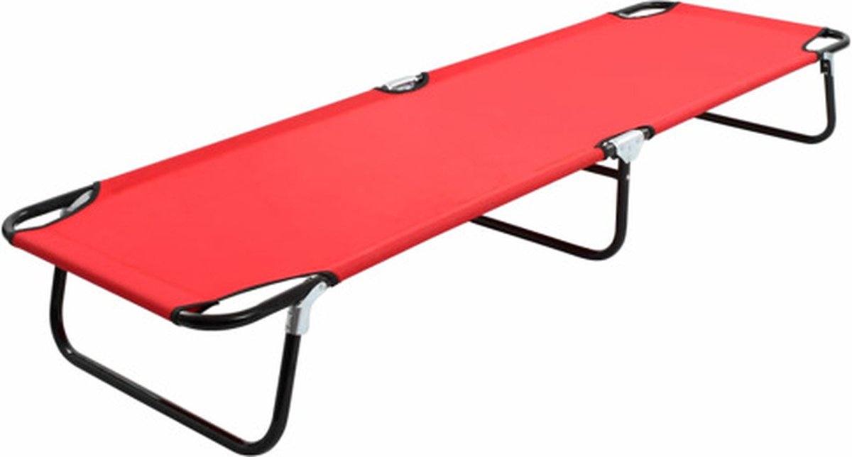 vidaXL Ligbed inklapbaar staal rood