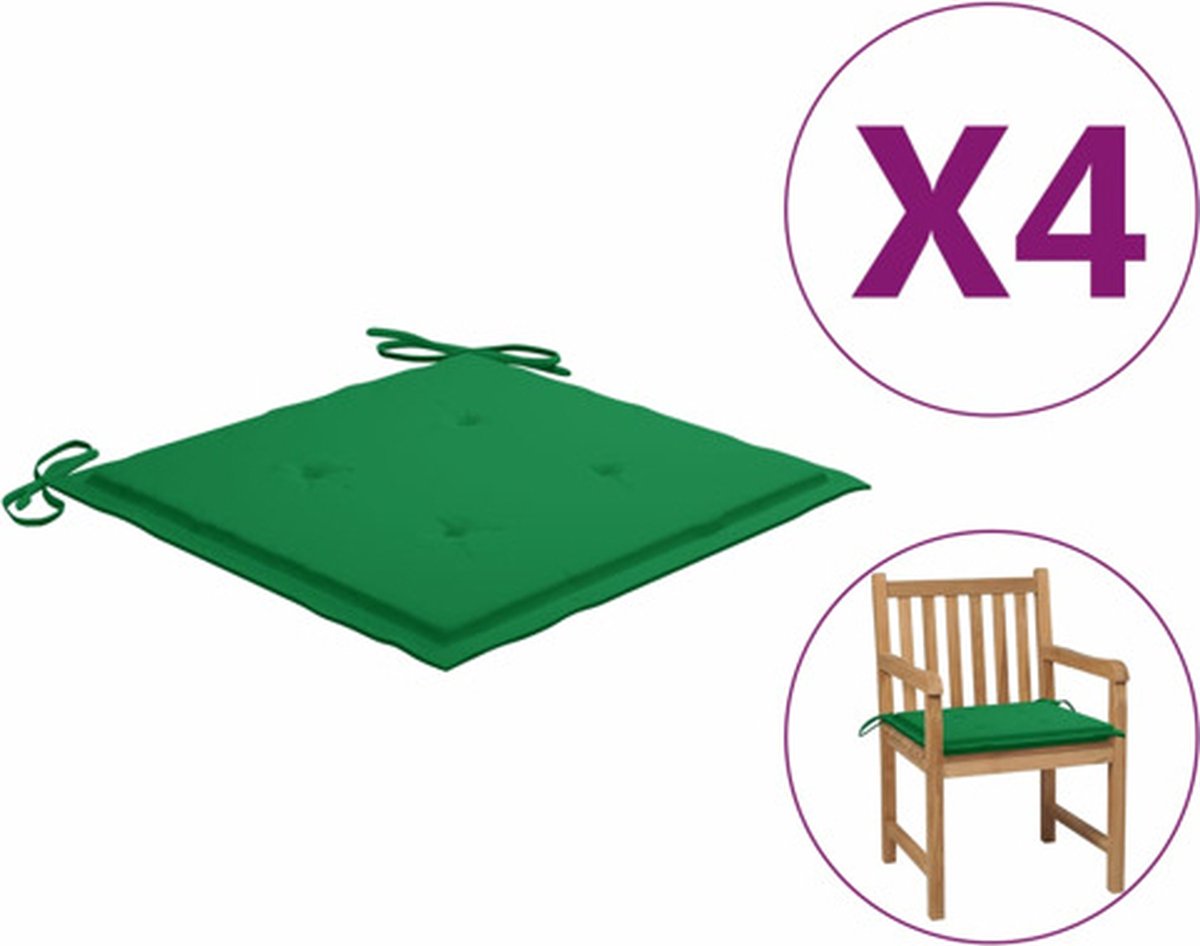 vidaXL - Tuinstoelkussens - 4 - st - 50x50x4 - cm - oxford - stof - groen