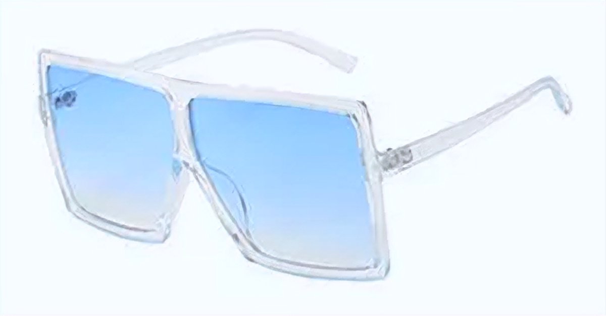 DAEBAK Zwarte witte vierkante vintage vrouwen zonnebrillen - Grote zonnebril in vierkant vorm blauwe glazen [White / Blue] [Wit / Blauw] Dames Festival Sunglasses