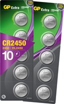 GP Extra Lithium CR2450 - batterijen CR2450 - 3V knoopcel batterij - 10 stuks