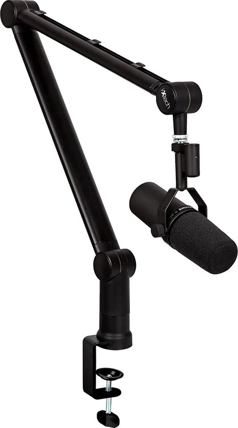 Perche de microphone IXTECH avec support de bureau, support à ciseaux  rotatif à 360°