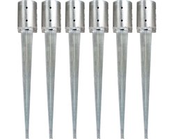vidaXL - Grondpinnen - 6 - st - 10x76 - cm - gegalvaniseerd - staal - zilverkleurig
