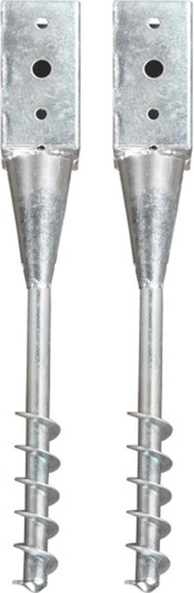 vidaXL - Grondpinnen - 2 - st - 10x10x57 - cm - gegalvaniseerd - staal - zilverkleurig