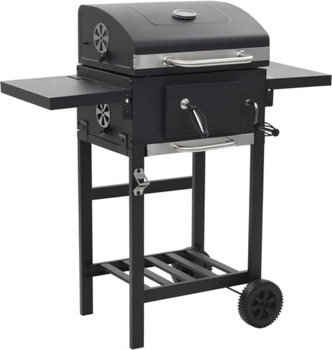 vidaXL Houtskoolbarbecue met onderplank zwart