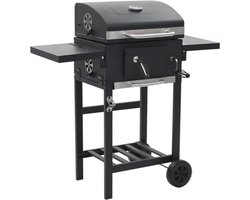 vidaXL Houtskoolbarbecue met onderplank zwart