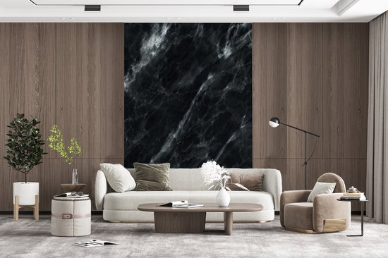 Behang - Fotobehang Marmer - Zwart - Luxe - Breedte 225 cm x hoogte 350 cm