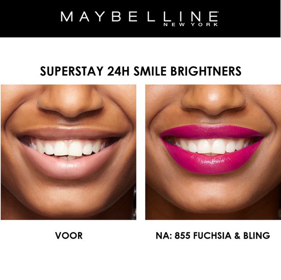 Maybelline SuperStay 24H Smile Brighters Lippenstift- 855 Fuchsia & Bling - Roze - Langhoudend