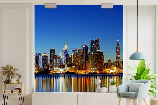 Papier peint - Papier peint photo peint Skyline is New York at night - Largeur 350 cm x Hauteur 350 cm