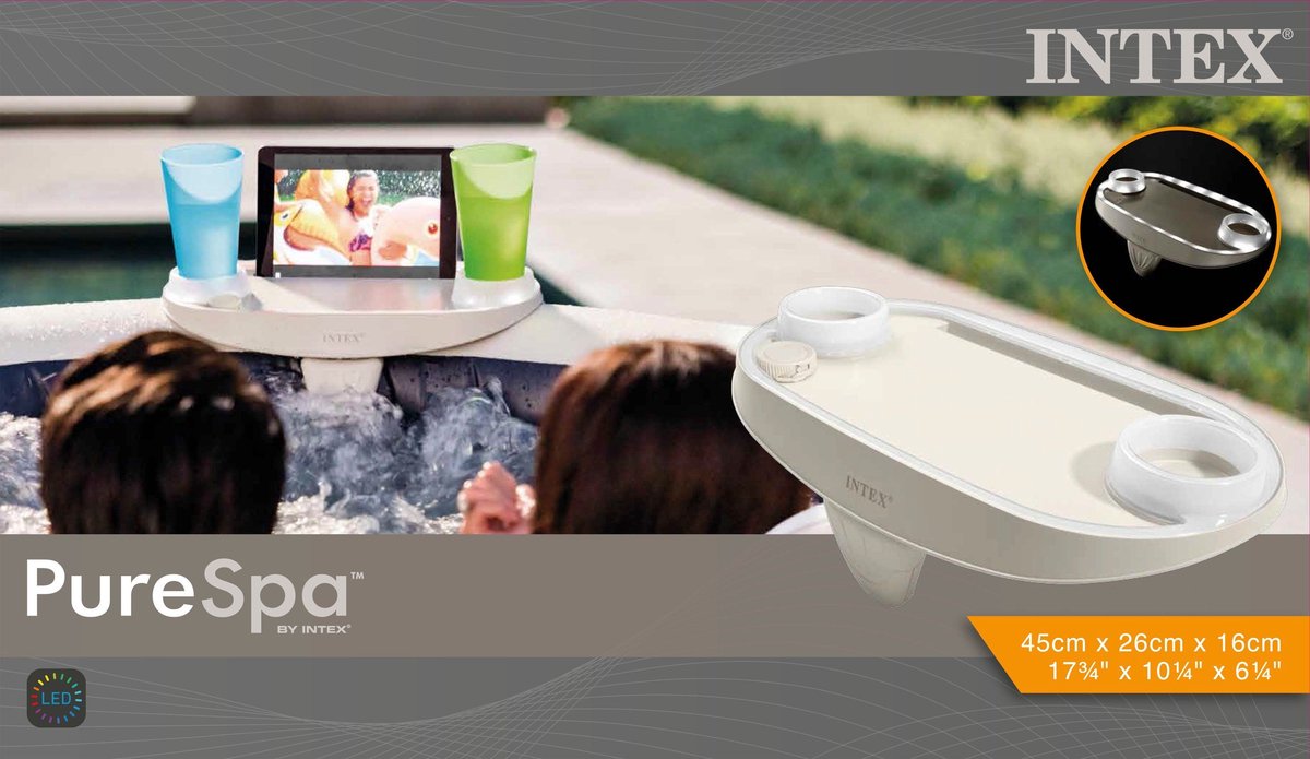 Aquaswan Bubbel Voordeel: Intex Spa Dienblad met LED verlichting + 6 intex filters SI | Intex bekerhouder | Intex dienblad | Intex Accessoires |