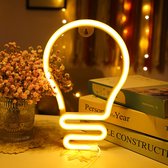 Lampe néon Light Bulb, lampe murale ampoule néon. Lampe néon jaune veilleuse. Veilleuse USB et piles. Dont 3 piles.