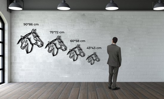 Wanddecoratie |  Paardenkop / Horse Head| Metal - Wall Art | Muurdecoratie | Woonkamer |Gouden| 45x43cm