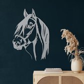 Wanddecoratie |  Paardenkop / Horse Head| Metal - Wall Art | Muurdecoratie | Woonkamer |Zilver| 43x61cm