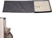 Krabmat voor Katten - Wit / Grijs - 117 x 23 cm - Bankbeschermer - Krabplank met Speelbal - Krab Lounge Voor Katten Krabplank - Krabtapijt voor Kat - Bescherming voor Bank tegen Katten