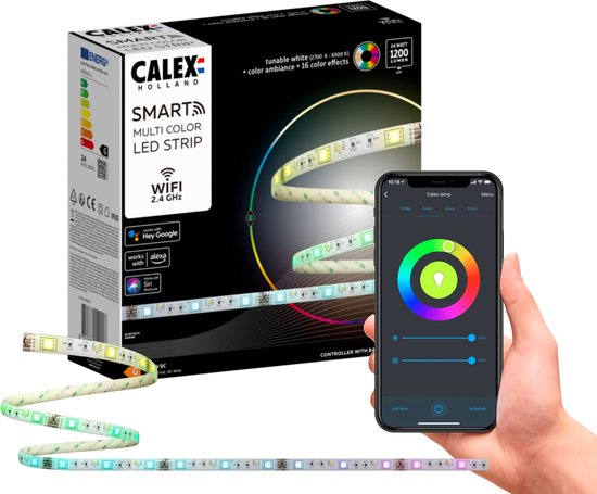 Calex LED Strip 5 meter – Met App – RGB en Warm Wit –