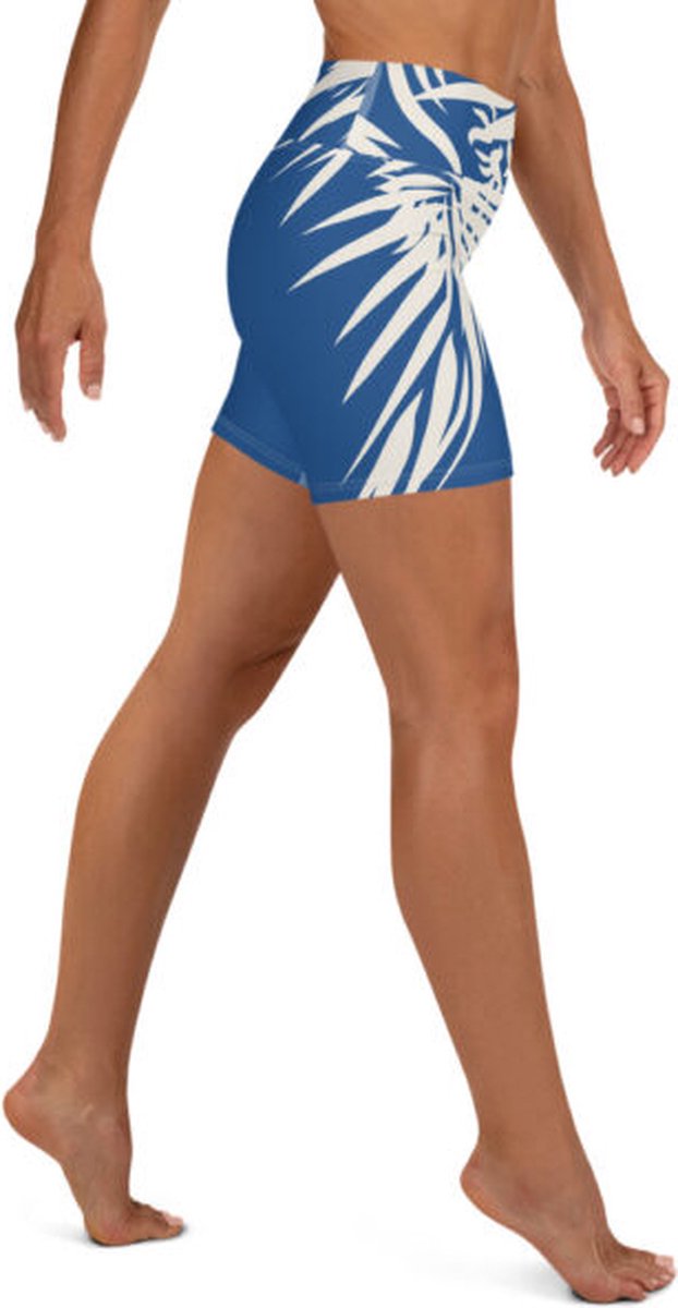 Sport Short - design Tiger Power Up - High Waist - Dry Fit - High Performance - 4way stretch - UPF 50+ - Hardloop - Yoga - Fitness - Dans - Pilates - Training - Korte Broek - dames- klassiekblauw wit - maat M — afbeelding 4