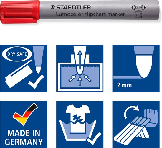 STAEDTLER Lumocolor flipchart marker 356 met ronde punt - set 4 kleuren - STAEDTLER