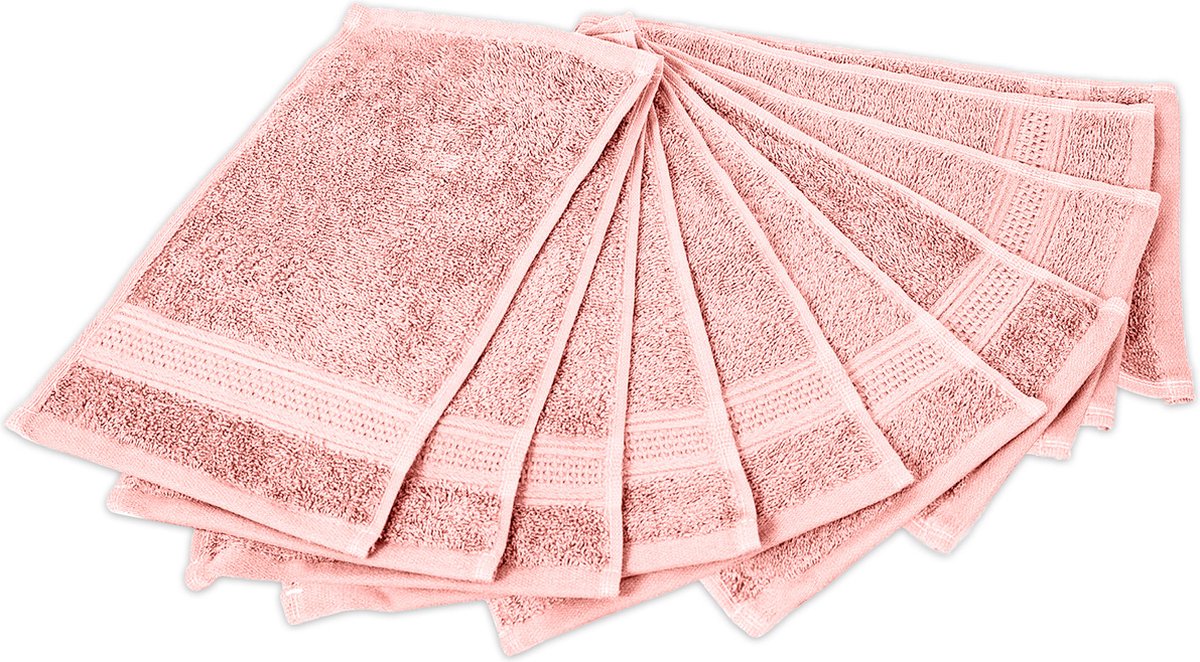 Komfortec Gastendoekjes 30x50 cm - 10 stuks - Waslapje - Gezichtsdoekje - 100% Katoen - Zacht & Badstof - Sneldrogend - Roze
