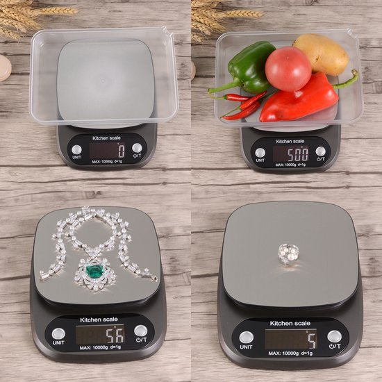 Balance de cuisine Balance numérique de précision - 0 à 3000 grammes - avec fonction tare - noir