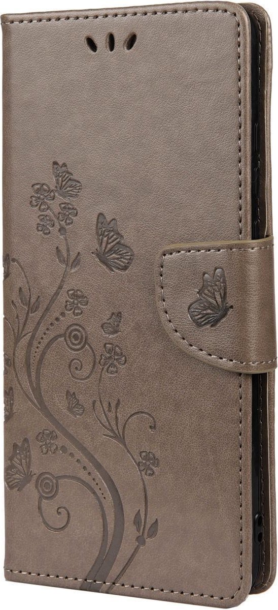 Mobigear Telefoonhoesje geschikt voor Samsung Galaxy A53 Hoesje | Mobigear Flowers Bookcase Portemonnee | Pasjeshouder voor 2 Pasjes | Telefoonhoesje voor Pinpas / OV Kaart / Rijbewijs - Grijs
