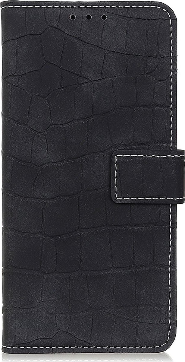 Mobigear Telefoonhoesje geschikt voor Samsung Galaxy M53 Hoesje | Mobigear Croco Bookcase Portemonnee | Pasjeshouder voor 3 Pasjes | Telefoonhoesje voor Pinpas / OV Kaart / Rijbewijs - Zwart