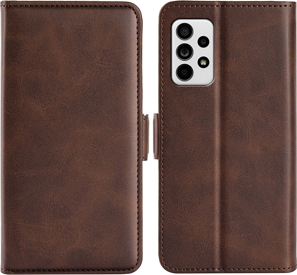 Mobigear Telefoonhoesje geschikt voor Samsung Galaxy A33 Hoesje | Mobigear Slim Magnet Bookcase Portemonnee | Pasjeshouder voor 3 Pasjes | Telefoonhoesje voor Pinpas / OV Kaart / Rijbewijs - Bruin