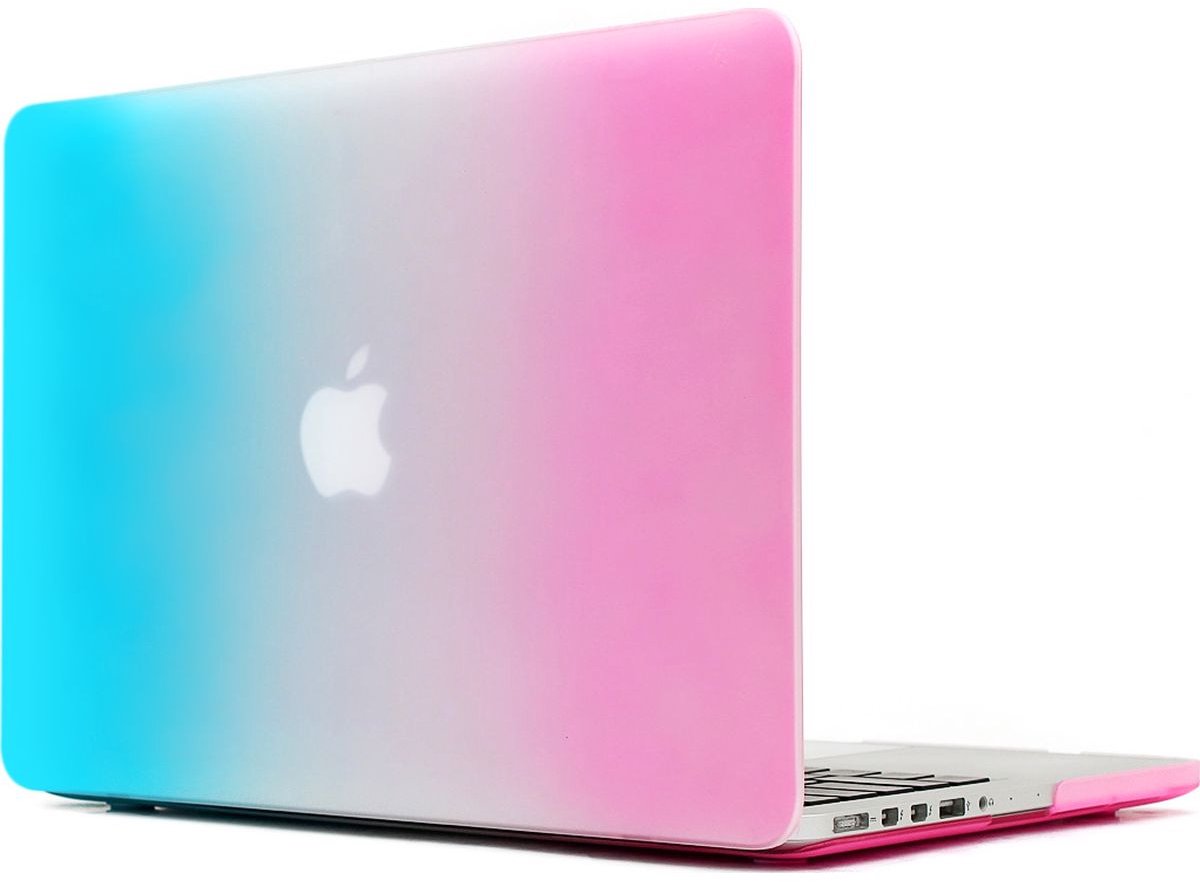 Mobigear Laptophoes geschikt voor Apple MacBook Pro 13 Inch (2012-2015) Hoes Hardshell Laptopcover MacBook Case | Mobigear Rainbow Matte - Blauw / Roze - Model A1425 / A1502