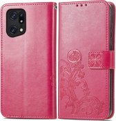 Mobigear Telefoonhoesje geschikt voor OPPO Find X5 Pro Hoesje | Mobigear Clover Bookcase Portemonnee | Pasjeshouder voor 3 Pasjes | Telefoonhoesje voor Pinpas / OV Kaart / Rijbewijs - Magenta