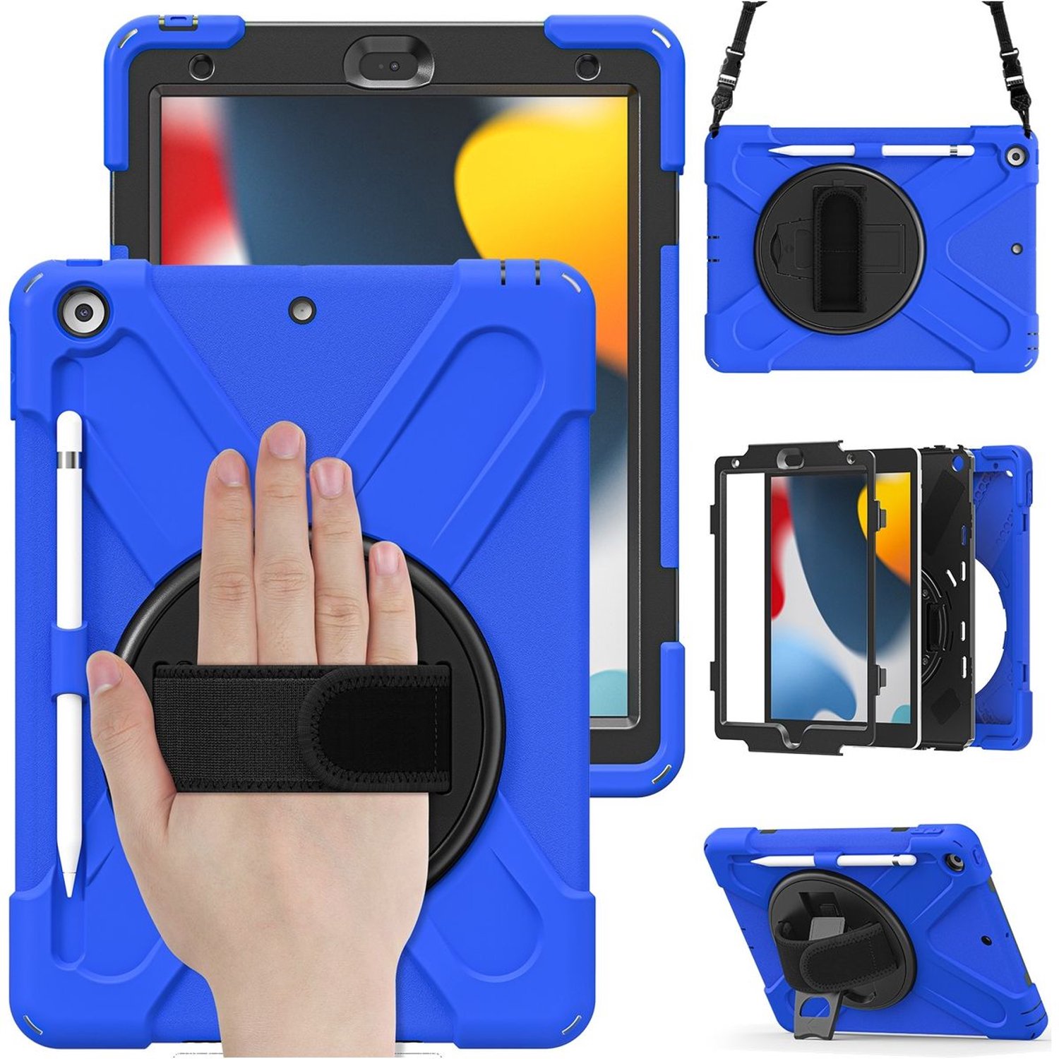 Apple iPad 9 10.2 (2021) Hoes - Mobigear - SureGrip XGuard Serie - Hard Kunststof Backcover - Blauw - Hoes Geschikt Voor Apple iPad 9 10.2 (2021)