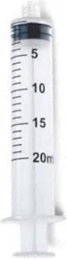 Jouw medische shop™ – Injectiespuit – Doseerspuit – Spuiten – 1 stuk – 20 ml – Zonder naald – Injectiespuiten zonder naald – Met maataanduiding