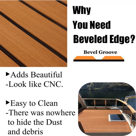 BBoot Decking Tapis de bateau auto-adhésif - Tapis de terrasse en mousse de teck EVA - Plancher de Bateaux en teck - Revêtements de sol de yacht en teck - Revêtements de sol de plancher en teck - Lavable - 240 x 60 x 0,6 cm - Marron clair