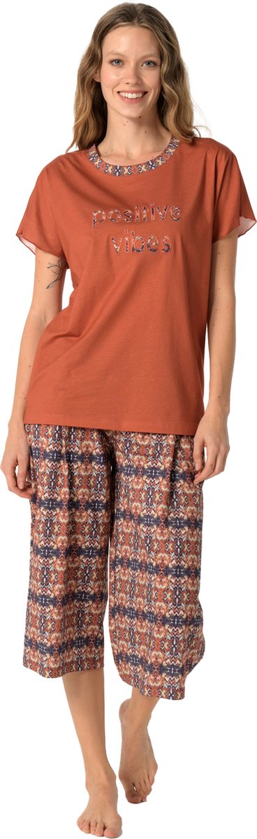 Pijadore - Dames Pyjama Set, Korte Mouwen, Baksteen - M