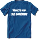 T-Shirt Knaller T-Shirt|Trots op de boerin / Boerenprotest / Steun de boer|Heren / Dames Kleding shirt|Kleur Blauw|Maat L