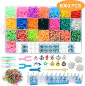 CreaYou 6000+ Loom Bands Starter Package and Extra Many Tools - Extra Strong Loom Board réglable - Loom Crochet Hook - 10 Loom Charms - 6 Crochets de tissage et S-Clips