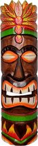 Tiki Masker vuur 2 - Houten masker - Houten decoratie - Mancave - Bar decoratie - Thuisbar - Decoratie - Handgemaakt - 50 cm - Hawaiian - Cave & Garden