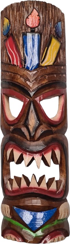 Tiki masker honolulu - Houten decoratie - Bar decoratie - Mancave - Tiki - Tiki masker - Houten masker - 50 cm - Decoratie - Cave & Garden