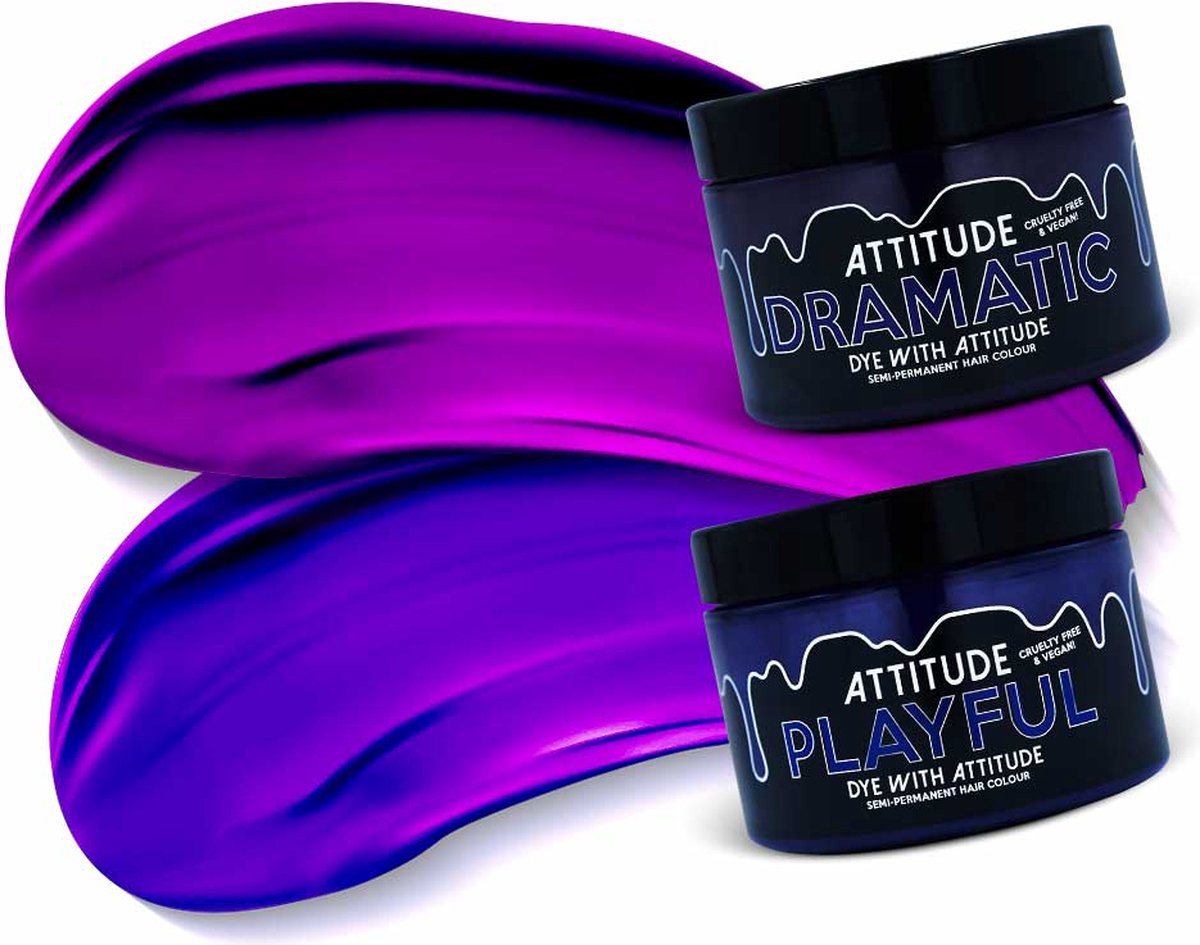 Attitude Hair Dye Semi permanente haarverf ROYAL BLOOD Duo Combi set 2 potjes haarverf Paars