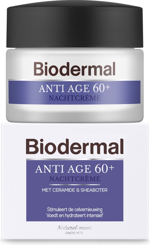 Biodermal Anti Age nachtcrème 60+ - Nachtcrème met niacinamide & sheaboter - Voedt en hydrateert intensief - Nachtcreme anti rimpel voor vrouwen - 50ml