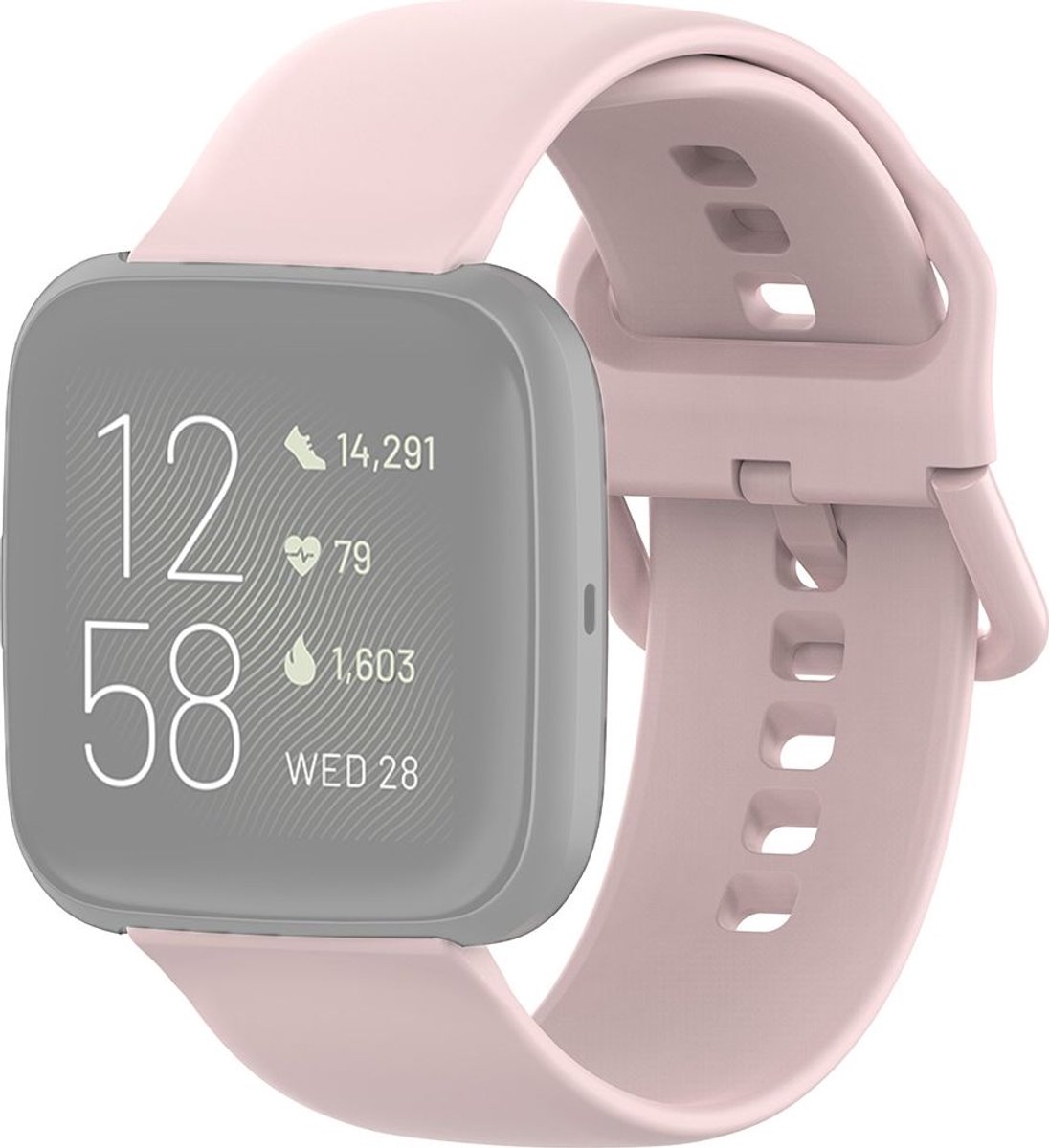 Mobigear Siliconen Watch bandje geschikt voor Fitbit Versa 2 Bandje Gespsluiting | Mobigear Sport Buckle - Roze