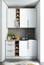 Kleine Keuken Wit Eiken - 140cm – Mini Keukenblok – Kitchenette met Franke Spoelbak – Goedkope Keukenkast