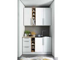 Keukenblok - Kleine Keuken Wit Eiken - 140cm – Mini Keukenblok – Kitchenette met Gratis Franke Spoelbak – Goedkope Keukenkast - Keuken zonder apparatuur Keukenblok - Kleine Keuken Wit Eiken - 140cm – Mini Keukenblok – Kitchenette met Gratis Franke Spoelbak – Goedkope Keukenkast - Keuken zonder apparatuur