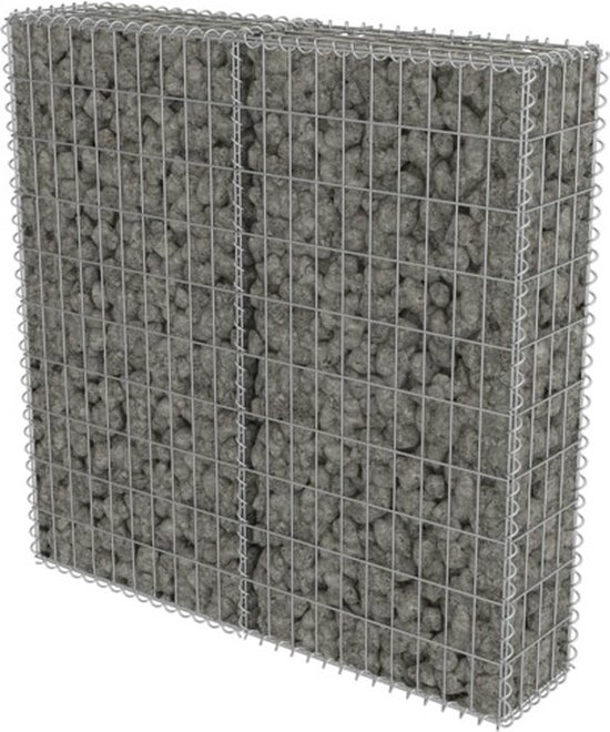 vidaXL - Schanskorfmuur - met - deksels - 100x20x100 - cm - gegalvaniseerd - staal