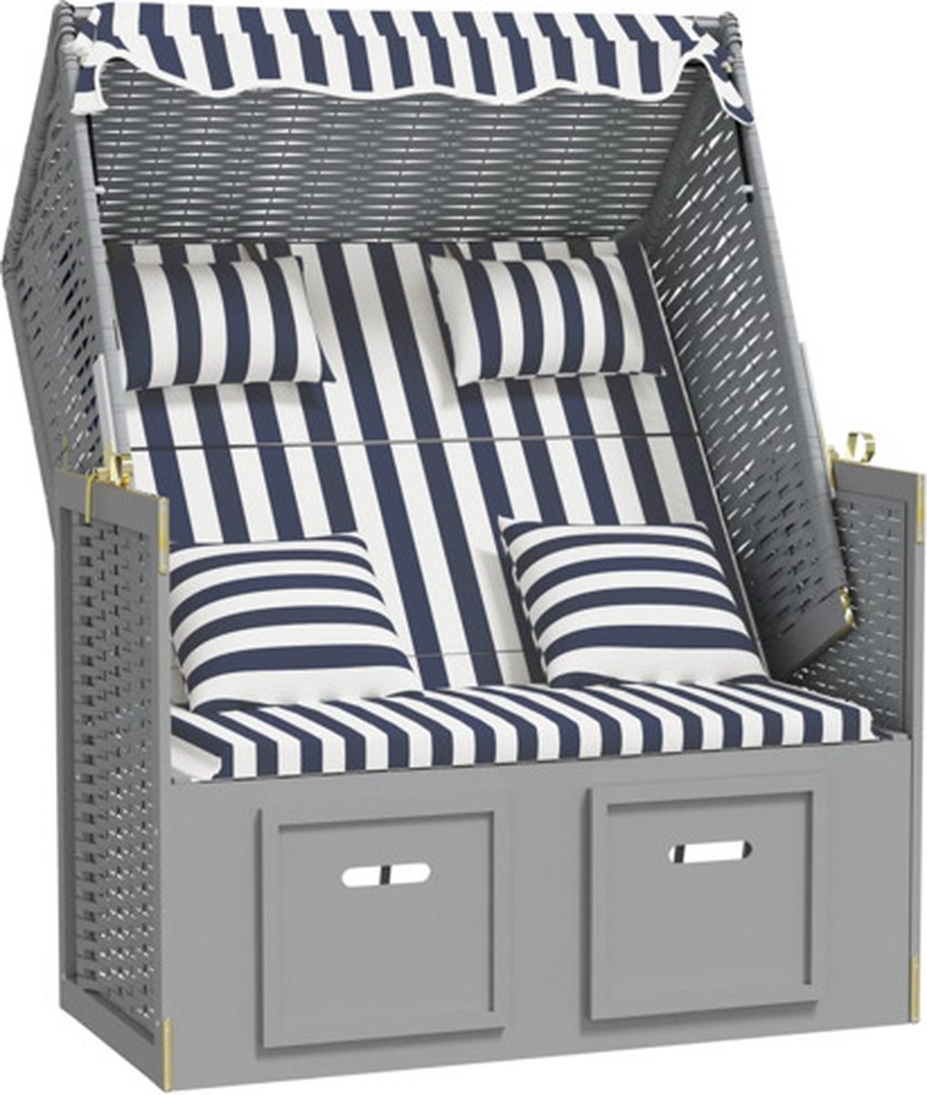 Vidaxl Strandstoel 1 Blauw Strandkorb