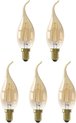 5 stuks Calex LED Tip Kaarslamp E14 3.5W 250lm 2100K Goud Dimbaar